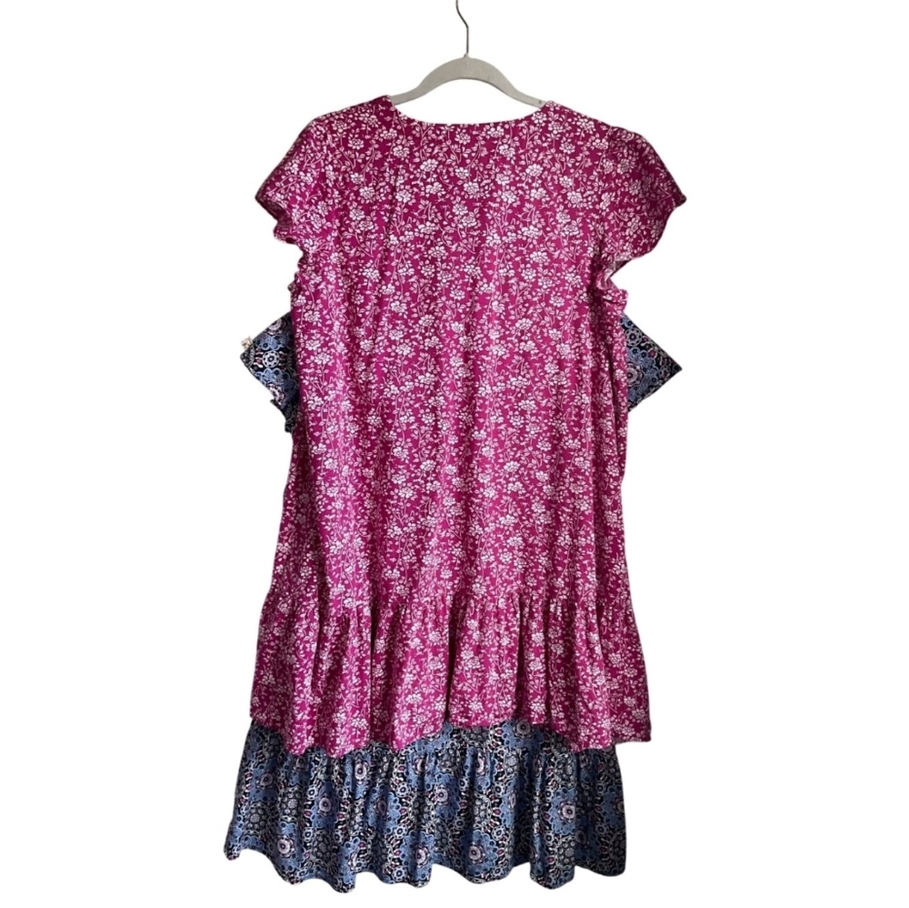 LOFT M Bundle Lot 2 Floral Ruffle Shirt Dresses V-Neck Tiered Babydoll Cotton - Picture 2 of 15